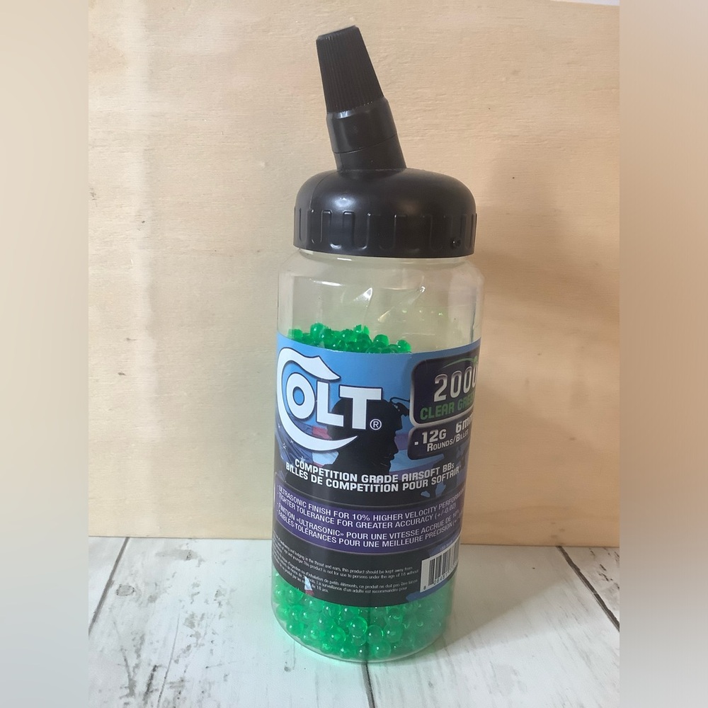 Colt Airsoft BBs Clear Green 0.12g 6mm Airsoft Competition BBs -partially Used